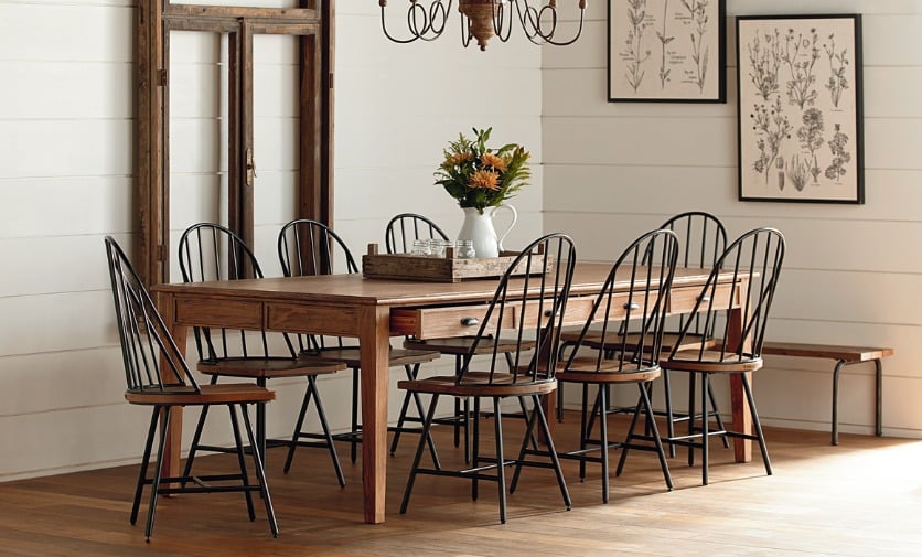 Dining room with farm table