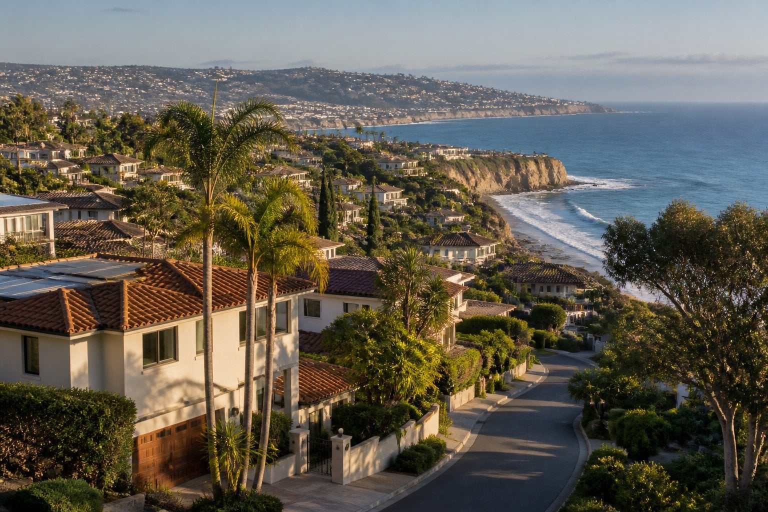 An upscale coastal neighborhood on the cliffs of La Jolla overlooking the Pacific Ocean.