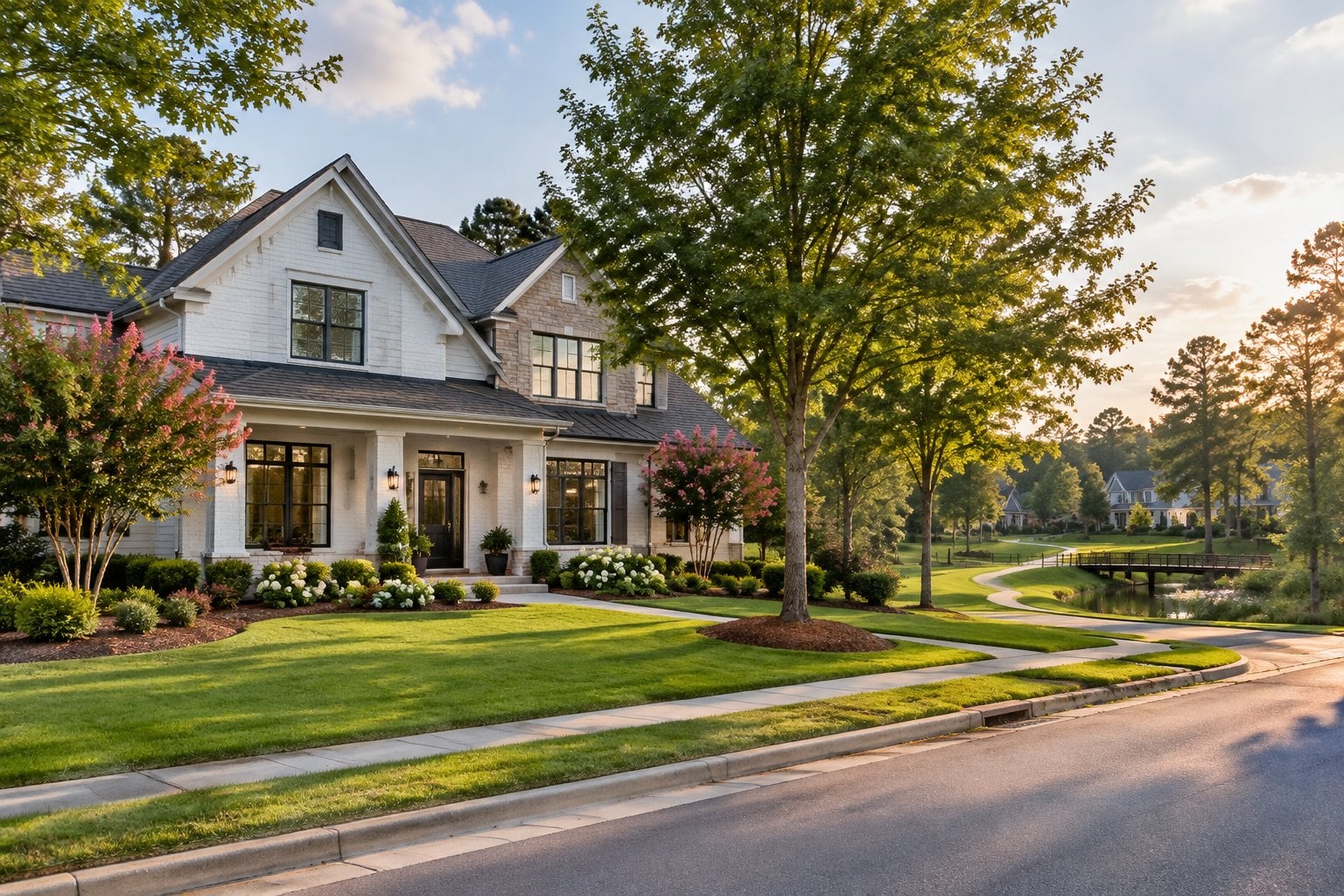 A spacious home on a landscaped street in Holly Springs.
